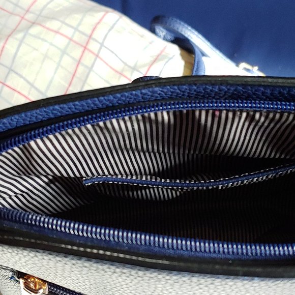Crossbody Adjustable Purse  w/ Removable Strap  3 compartments   Blue - Picture 6 of 10